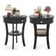Costway 2 PCS 2-tier Side End Sofa Table Round Nightstand Bedroom Living Room - Black