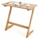 Costway Bamboo Sofa Side Table Z-Shaped Spacious Tabletop Space-Saving TV Snack Tray - Natural