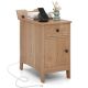 Costway 1 PCS End Table with Charging Station Flip Top Bedside Table with USB Ports & Outlets - Natural