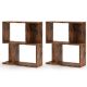 Costway 2 PCS 3-Tier Bookshelf Geometric Bookcase Side Table with Open Storage Display Shelf - Rustic Brown