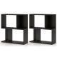 Costway 2 PCS 3-Tier Bookshelf Geometric Bookcase Side Table with Open Storage Display Shelf - Black