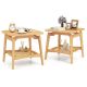 Costway 2 PCS Bamboo Sofa Side Table with Faux Rattan Storage Shelf Boho End Table - Natural