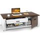 Costway Modern Coffee Table Living Room Coffee Table W/ Storage Drawers & Compartments - Brown/White