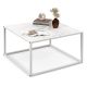 Costway Coffee Table Modern Rectangular Coffee Table Metal Frame For Living Room - White