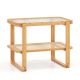 Costway 1 PC Bamboo Side Table with Rattan Shelf Glass Top Nightstand Small Sofa End Table - Natural