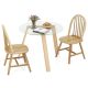 Costway 3 PCS Dining Set for 2 Round Table with 2 Chairs Solid Rubber Wood Frame Modern - Beige