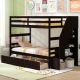 Costway Twin Over Twin Bunk Bed with Storage Stairs & Drawers Full-length Guardrails - Brown