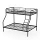 Costway Twin over Full Metal Bunk Bed with Inclined Ladder Safety Guardrail, Slat Support - Black