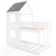 Costway House Bunk Bed Twin Over Twin with Built in Ladder WindowÂ & Safety Guardrail - White