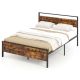 Costway Queen Size Bed Frame with Wooden Headboard and Footboard Under-Bed Storage - Brown
