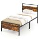 Costway Twin Size Bed Frame with Wooden Headboard and Footboard Under-Bed Storage - Brown