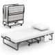 Costway Folding Bed with Memory Foam Mattress & Pillow Dust Cover Metal Frame 75