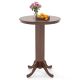 Costway 30 Inch Wood Pub Round Dining Table with Pedestal Base Kitchen Diner Table - Brown
