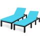 Costway 2PCS Patio Garden Rattan Lounge Chair Chaise Couch Cushioned Height Adjustable - Turquoise