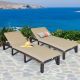 Costway 2PCS Outdoor Rattan Lounge Chair Chaise Recliner Adjustable Cushioned Patio Yard - Brown