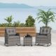 Costway 3 PCS Patio Wicker Rocking Set with Tempered Glass Table & Soft Cushions Outdoor - Gray
