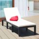 Costway Patio Lounge Chaise Couch Cushioned Rattan Height Adjustable Garden - White