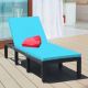 Costway Patio Rattan Lounge Chair Height Adjustable - Turquoise