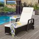 Costway - Patio Rattan Lounge Chair Chaise Adjustable Recliner Cushioned Sofa Garden - White