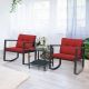 Costway 3PCS Patio Rattan Furniture Set Rocking Chairs Cushioned Sofa - Burgundy
