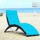 Costway Folding Patio Rattan Lounge Chair Chaise Cushioned Portable Garden - Turquoise