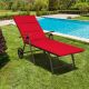 Costway Aluminum Rattan Lounger Recliner 5-Position Adjustable Chair - Red