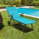 Costway Aluminum Rattan Lounger Recliner 5-Position Adjustable Chair - Turquoise