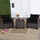 Costway 3PCS Patio Rattan Furniture Set Cushion Conversation Set Sofa Coffee Table - Black