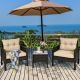 Costway 3PCS Outdoor Rattan Conversation Set Patio Garden Furniture Cushioned Sofa Chair - Beige