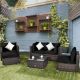Costway 6PCS Patio Rattan Furniture Set Cushion Sofa Coffee Table Ottoman - Black
