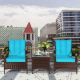 Costway 3 PCS Patio Wicker Rattan Furniture Set Coffee Table & 2 Rattan Chair W/Cushions - Turquoise