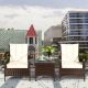 Costway 3 PCS Patio Wicker Rattan Furniture Set Coffee Table & 2 Rattan Chair W/Cushions - White