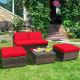Costway 5PCS Patio Rattan Wicker Furniture Set Armless Sofa Cushioned - Red