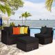 Costway 4PCS Patio Rattan Furniture Set Sofa Ottoman Cushion Garden Deck - Black