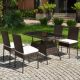 Costway 5 PCS Patio Rattan Dining Set Glass Table High Back Chair Garden Deck - mix brown
