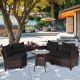 Costway 4PCS Outdoor Patio Rattan Furniture Set Cushioned Sofa Table - Dark Brown/Black