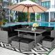 Costway 7 PCS Patio Rattan Dining Set Sectional Sofa Couch Ottoman Garden - Black