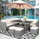 Costway 7 PCS Patio Rattan Dining Set Sectional Sofa Couch Ottoman Garden - White