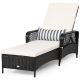 Costway PE Rattan Chaise Lounge Chair Armrest Recliner Adjustable Pillow - Black, Off white