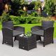 Costway 3PCS Patio Rattan Wicker Furniture Cushion Sofa Coffee Table - Gray,Mix brown