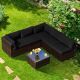 Costway 6PCS Patio Rattan Furniture Set Cushioned Sofa Coffee Table - Black