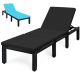 Costway Patio Rattan Lounge Chair Chaise Recliner Adjust Cushion Cover - Black /Turquoise