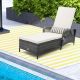 Costway 1 PC Outdoor Chaise Lounge Chair Patio Recliner with 6-Level Backrest Cushion & Pillow - Mix Gray,White