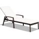 Costway Patio Rattan Lounge Chair Chaise Recliner Back Adjustable w/Cushion Outdoor - White