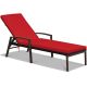 Costway Patio Rattan Lounge Chair Chaise Recliner Back Adjustable w/Cushion Outdoor - Red