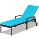 Costway Patio Rattan Lounge Chair Chaise Recliner Back Adjustable w/Cushion Outdoor - turquoise
