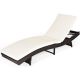 Costway Patio Rattan Folding Lounge Chair Chaise Adjustable W/Cushion - White
