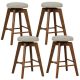 Costway - Set of 4 Swivel Bar Stools Upholstered Counter Height Chairs with Rubber Wood Legs - Natural/Beige