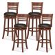 Costway - Set of 4 Bar Stools Swivel Bar Height Dining Chairs with Backrests & Footrests - Black/Brown