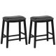 Costway - 26-Inch Bar Stool Set of 2 Counter Height Saddle Stools with Upholstered Seat - Black